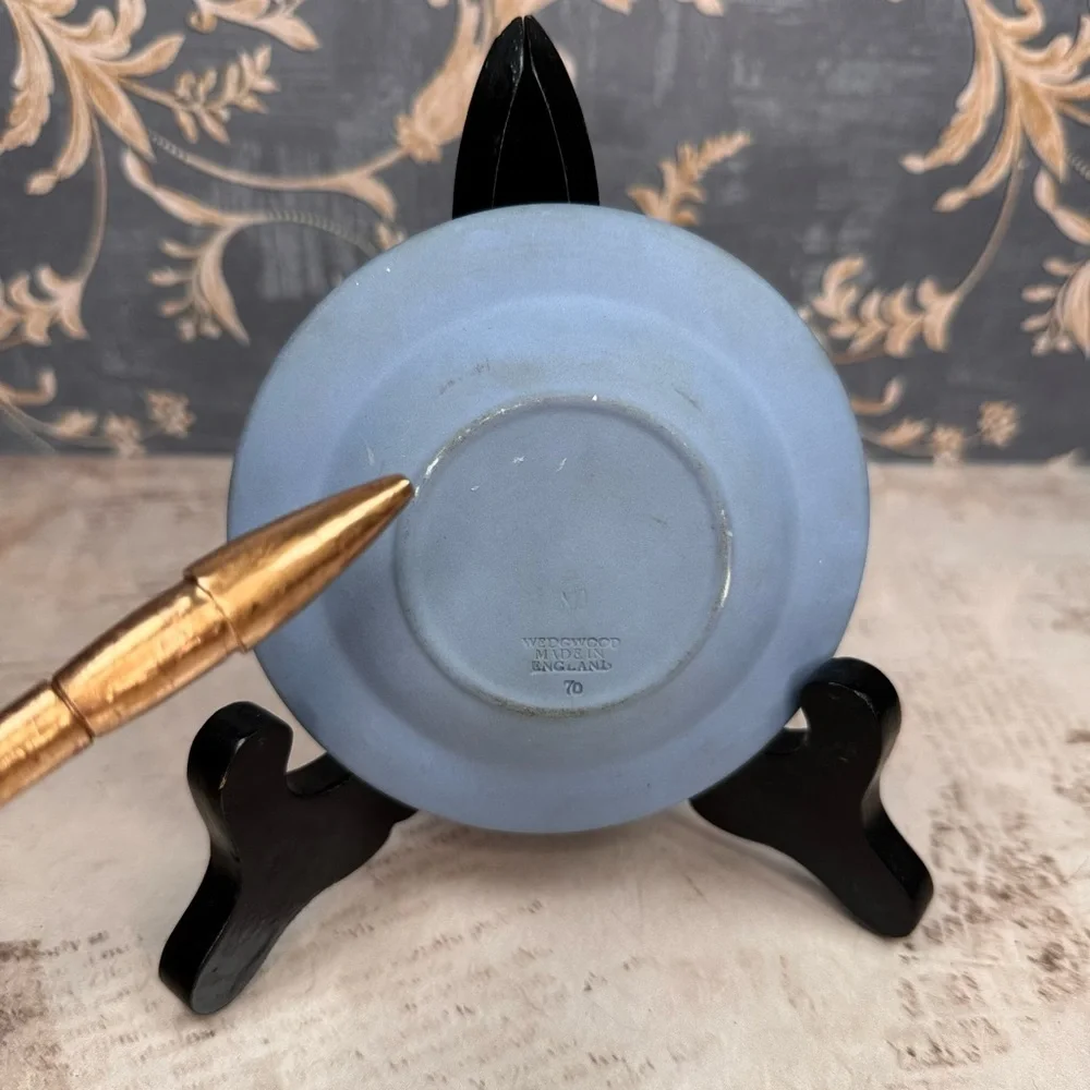 Vintage Wedgwood Blue Jasperware Cherub Pin Dish 1970 England